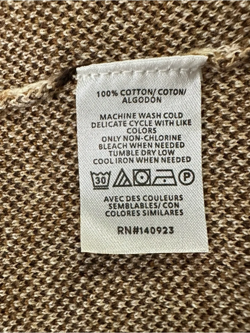 Loft Ann Taylor Brown Plaid 100% Cotton Open Front Lightweight Cardigan Sweater - Picture 12 of 14